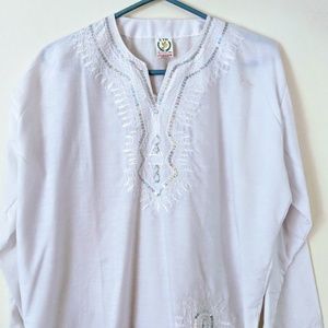 Women's white sequin tunic top